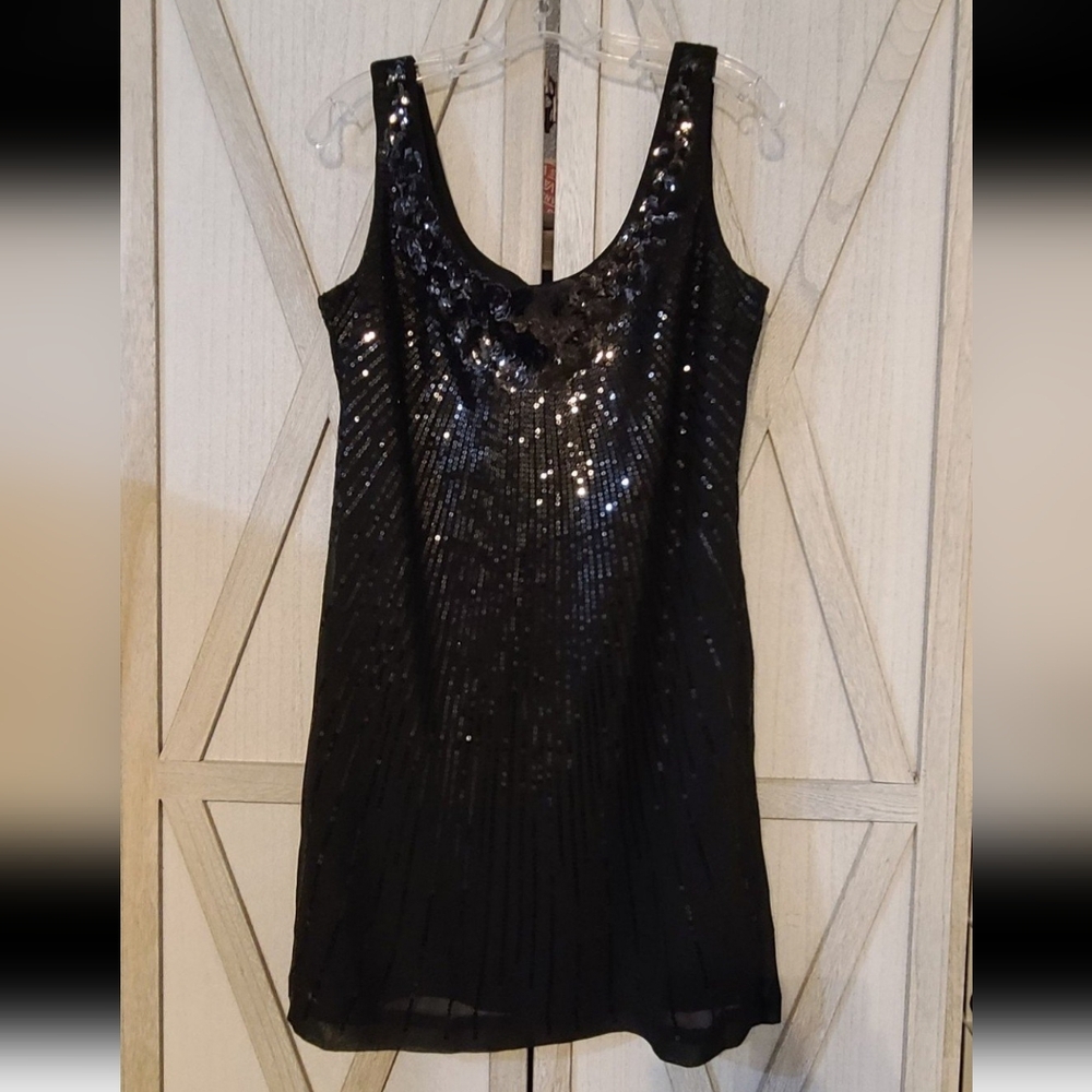 White House Black Market Black Sequin Dress Size M